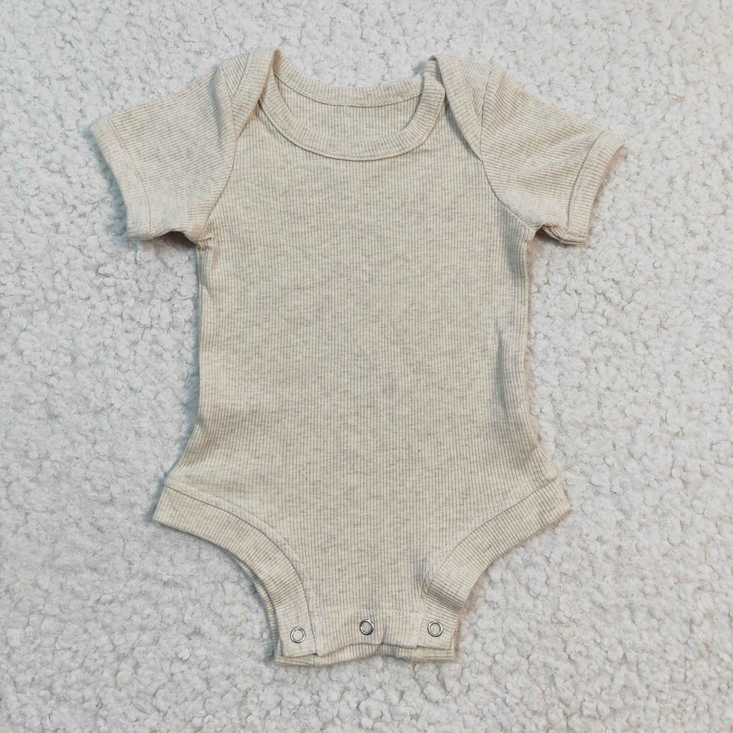 SR0209 Gray Ribbed Short Sleeve Bodysuit