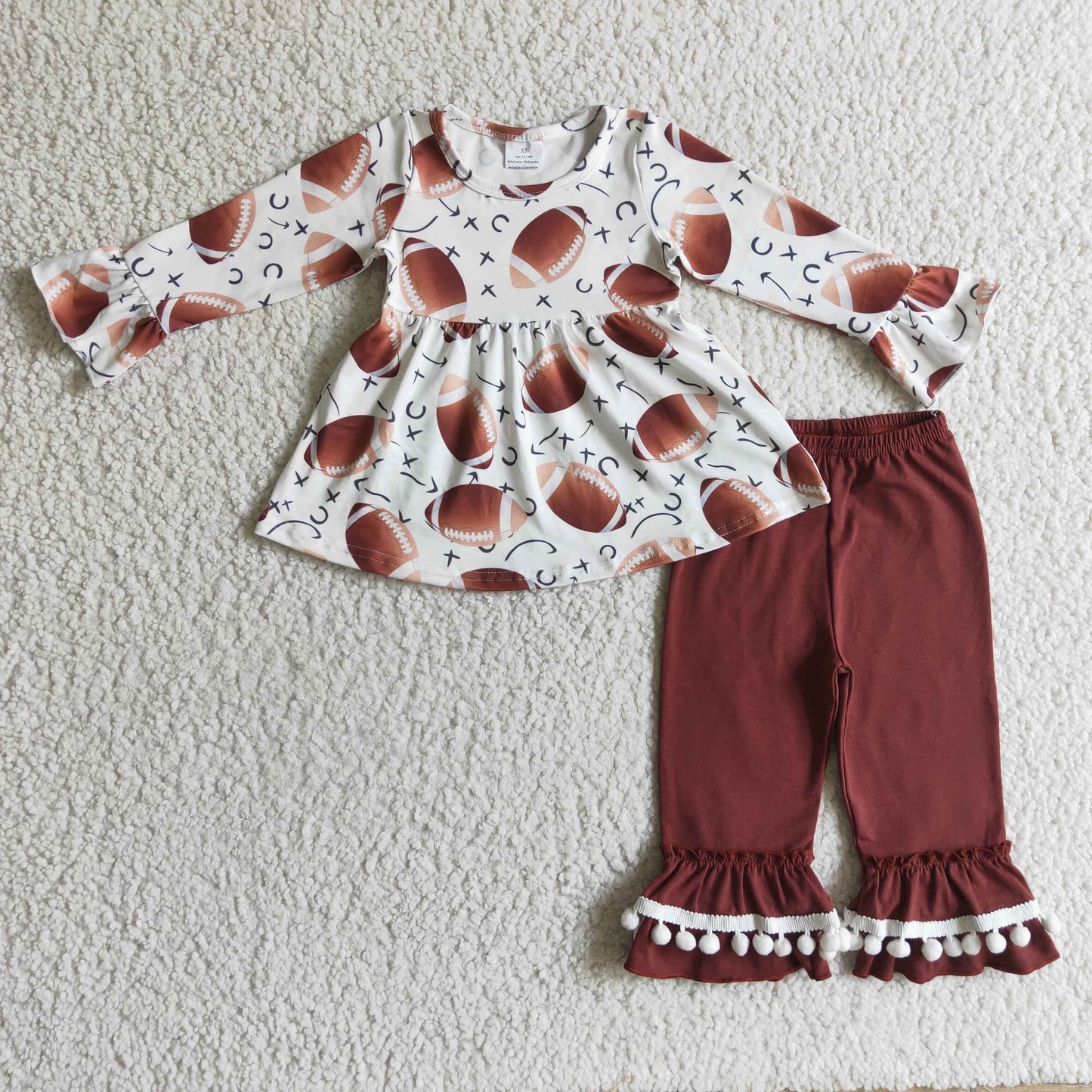 RTS NO MOQ（In Stock ) GLP0267 girls outfit long sleeve and long pants football print