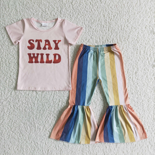 C11-3 stay wild colored vertical stripe trouser suit