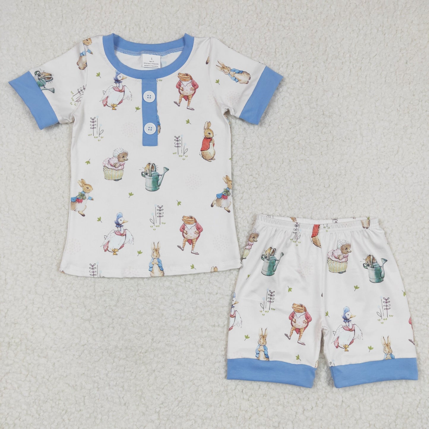 BSSO0123 Boys  Rabbit Blue Short Sleeve Shorts Set