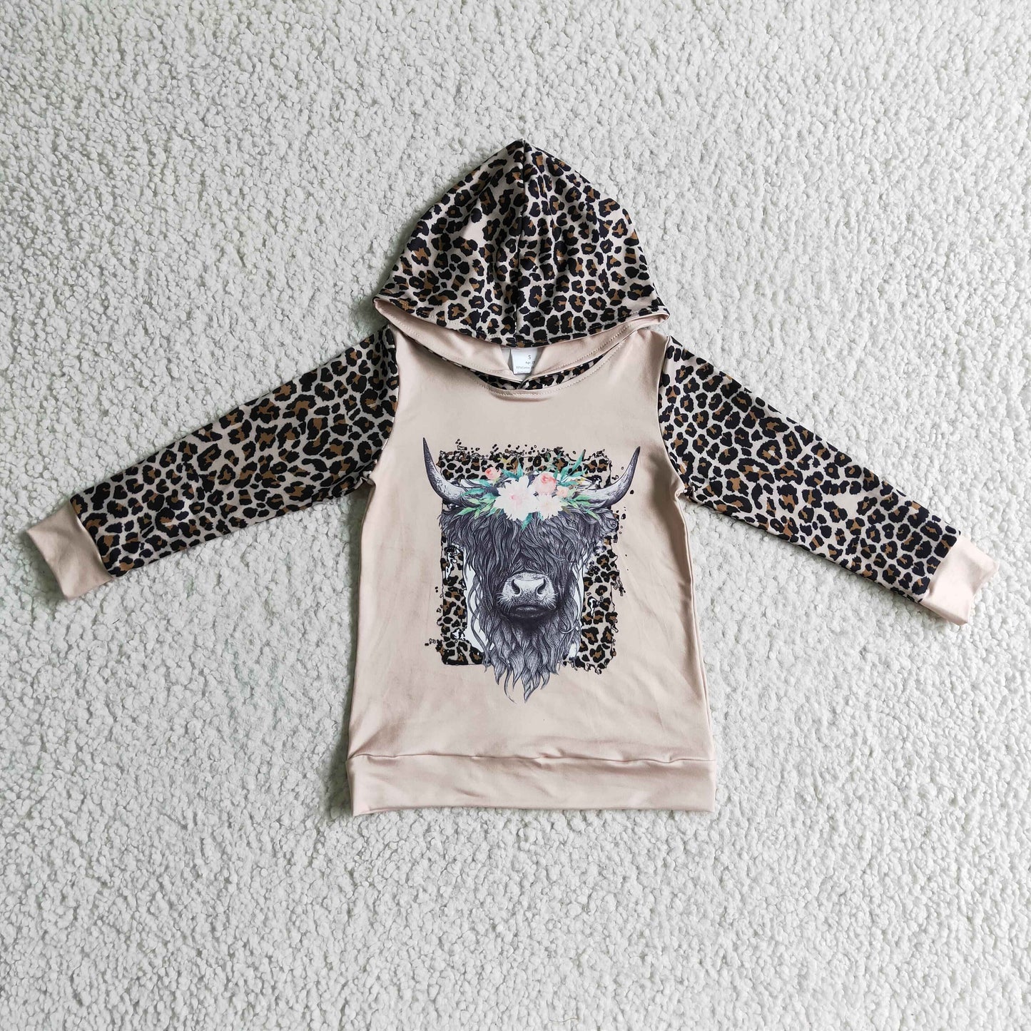 RTS NO MOQ（In Stock) GT0069 Girls Long Sleeve Top Cow Print Milk Silk Long Sleev）e Top With A Hat