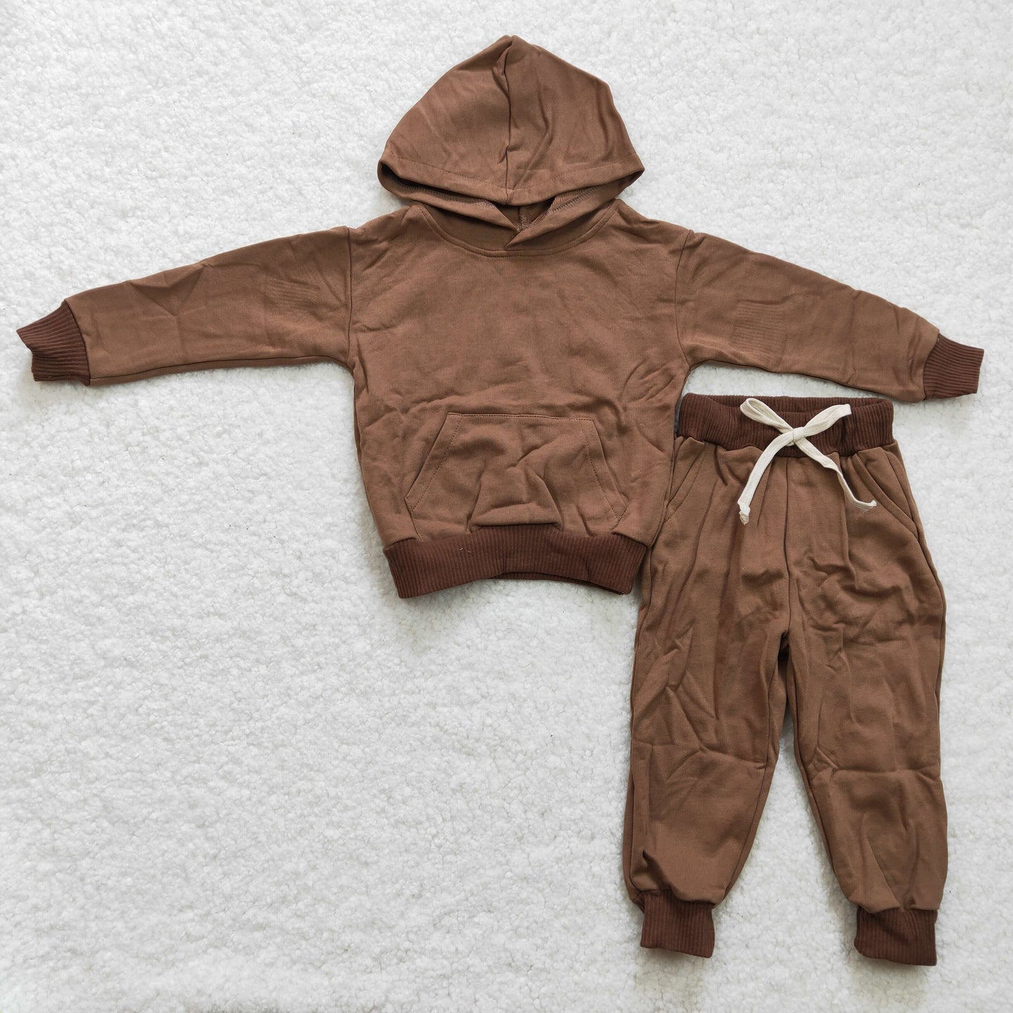 BLP0166 Boys Khaki Hooded Pocket Long Sleeve Trousers Suit