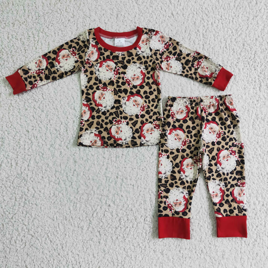 BLP0080 boys Christmas outfit long sleeve and long pants Santa Claus print pajamas