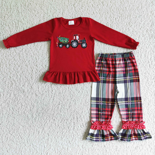 GLP0063  kids Christmas set long sleeve top with pants set cartoon print