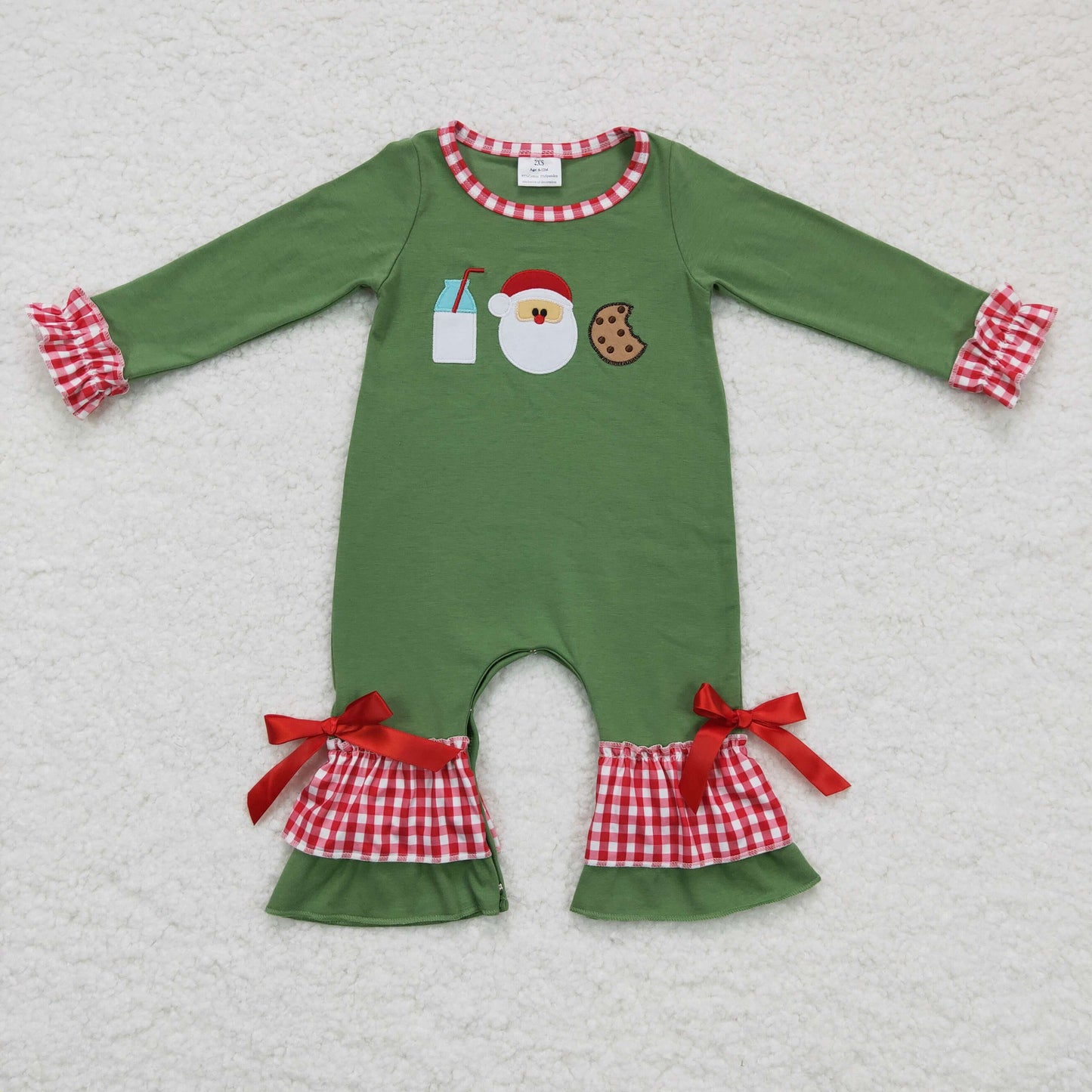 LR0233 baby Christmas romper long sleeve long pants baby girls romper milk silk santa claus print