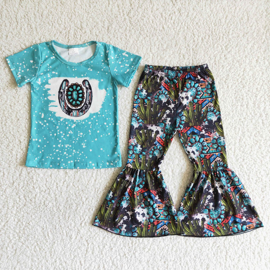 teal color top with pants outfits