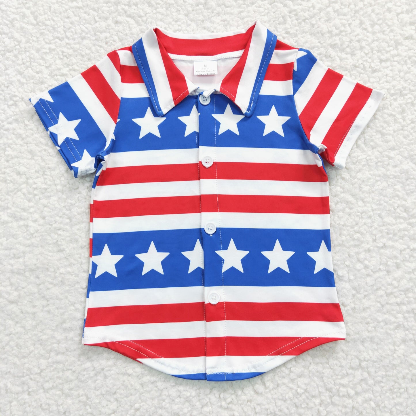 BT0196 Boys National Day Striped Stars Short Sleeve Top