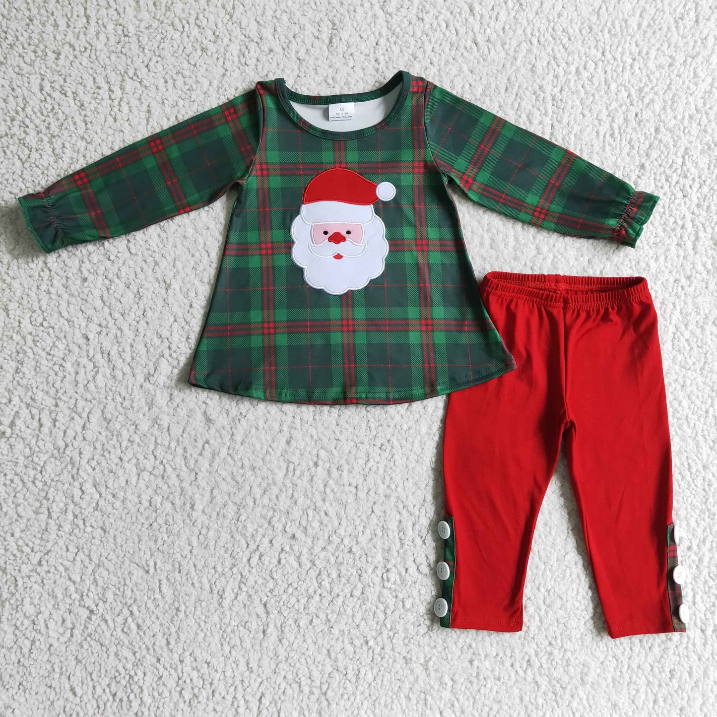 GLP0308 girls christmas outfit long sleeve and long pants santa claus print