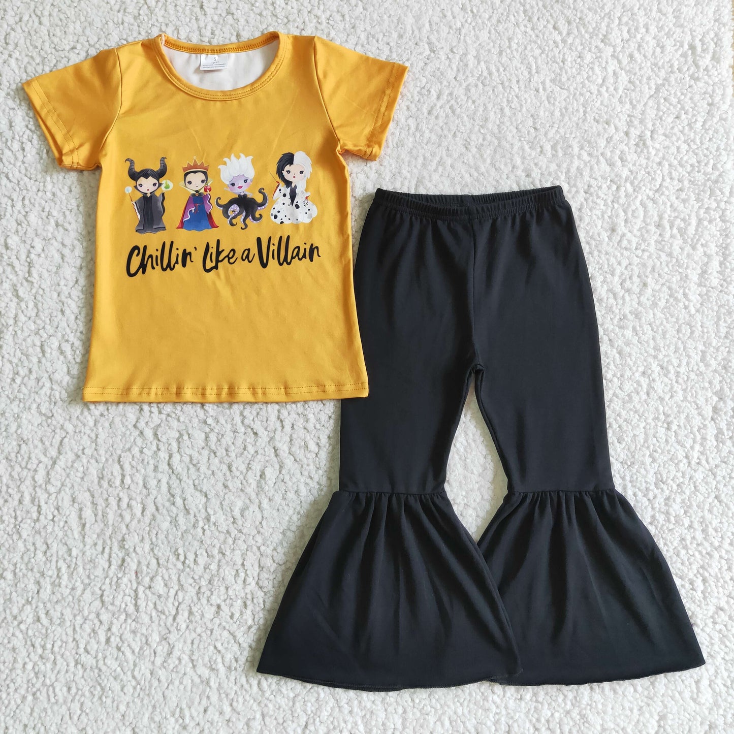 A1-15 girls outfit short sleeve and long pants cartoon print