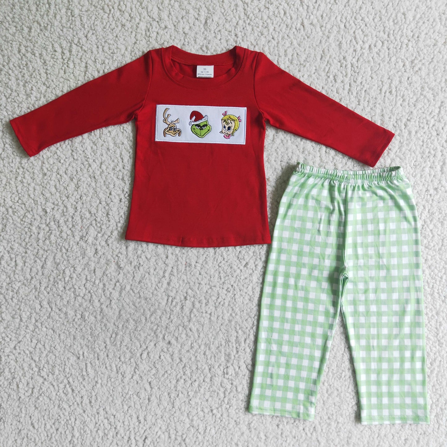 BLP0006 Christmas Boy's Clothing  Long-Sleeved Plaid Trousers Christmas Cartoon Print