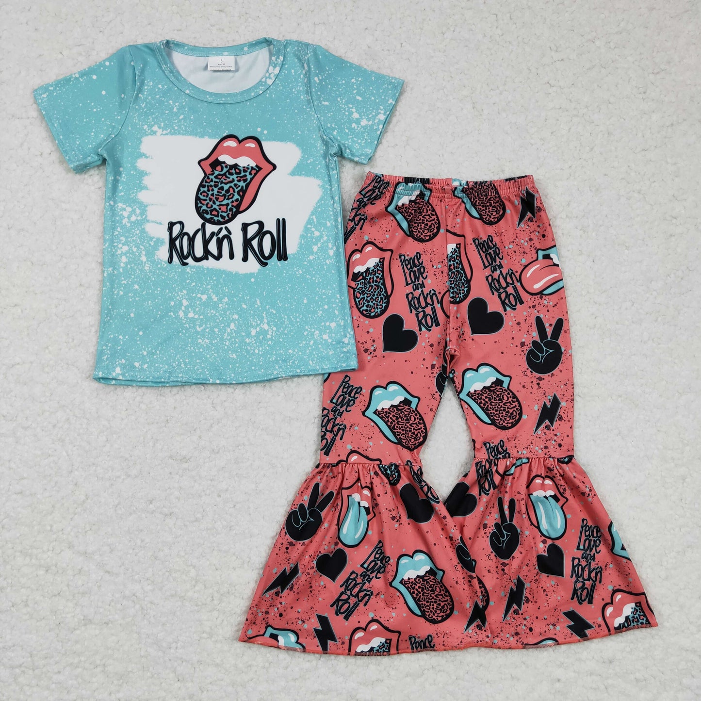 GSPO0255 Kids Clothing Girls Short Sleeve Top And Long Pants Cartoon Print