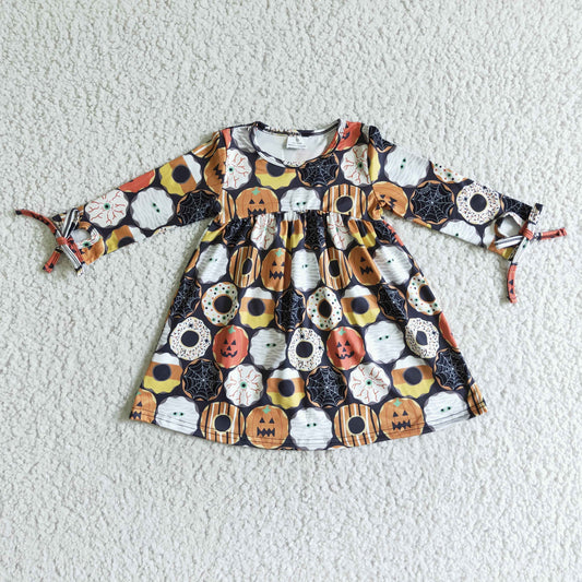 RTS NO MOQ（In Stock ) GLD0066  Wholesale girl dress fall winter flower print with buttons 2022 kids clothing over knee boutique children clothing rts