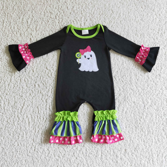 LR0133 baby halloween romper long sleeve long pants baby girls romper milk silk cartoon print