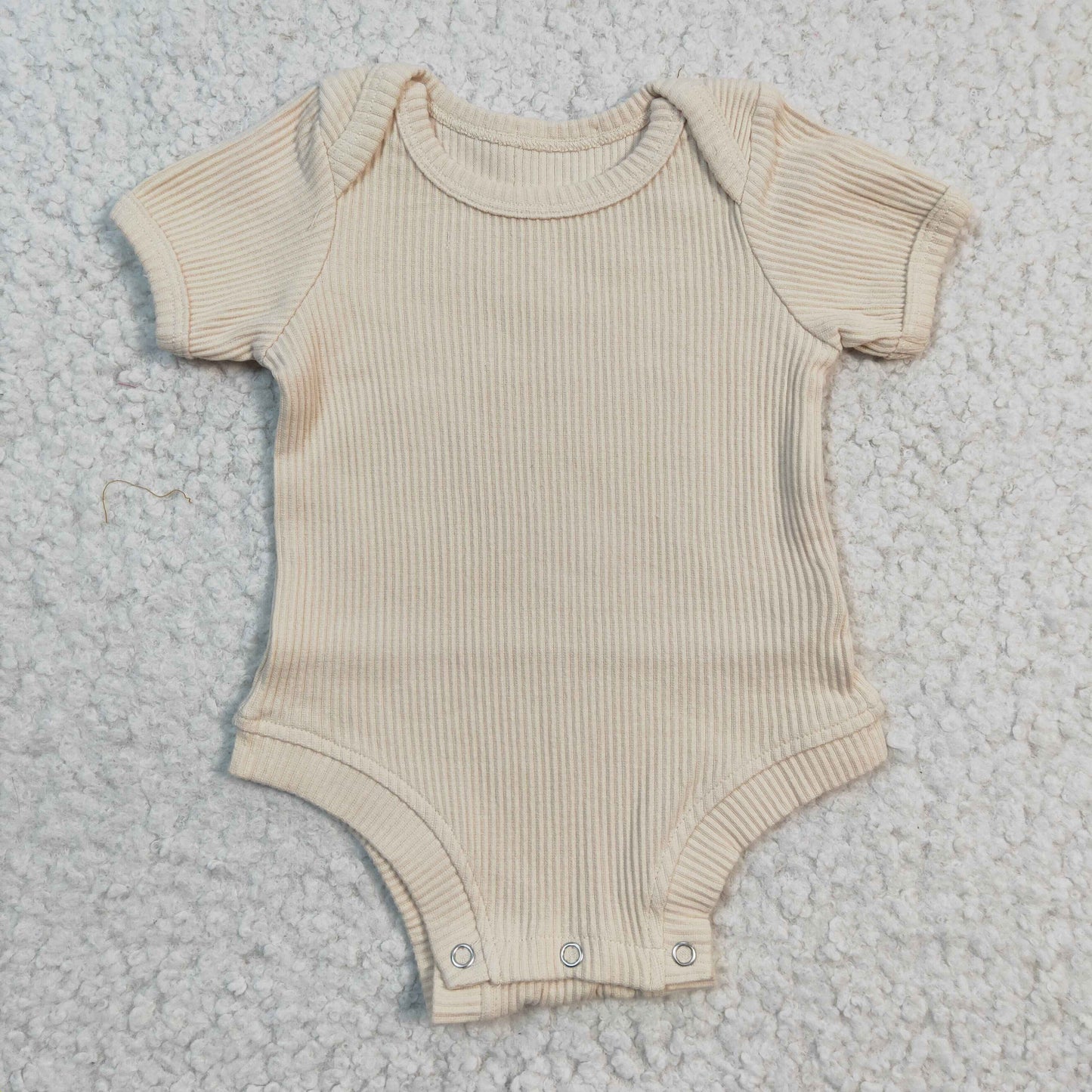 SR0208 Cream-colored Ribbed Short Sleeve Bodysuit