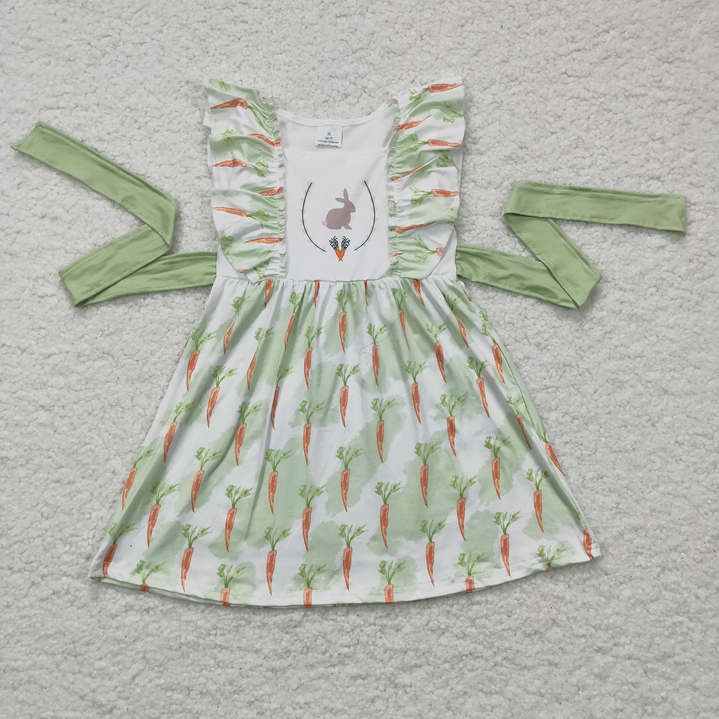 GSD0157 EASTER baby clothing flying sleeve kids dresses for girls milk silk rabbit print