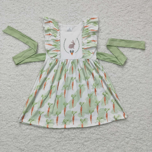 GSD0157 EASTER baby clothing flying sleeve kids dresses for girls milk silk rabbit print