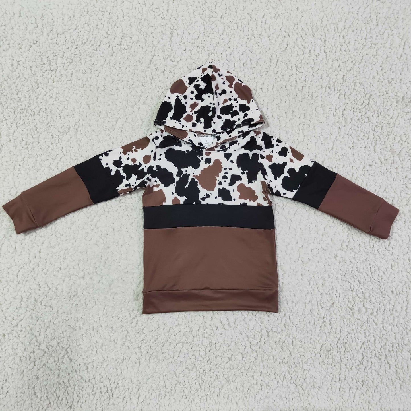 BT0100 boys brown long sleeve cartoon print with a hat t-shirt
