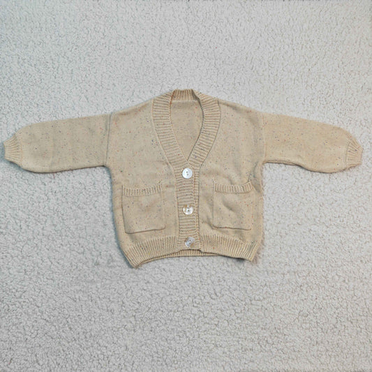 GT0145 Yellow Button Pocket Long Sleeve Cardigan
