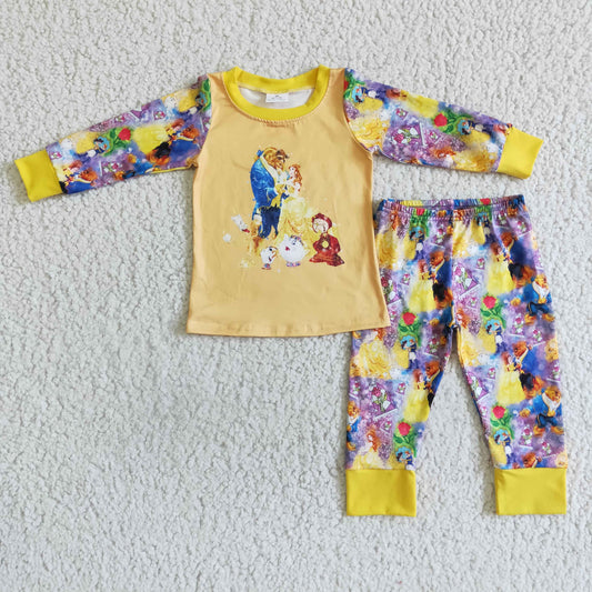 RTS NO MOQ ETA 5/7days Arrived 6 B8-4 girls fall long sleeve top long pants pajamas children clothing set