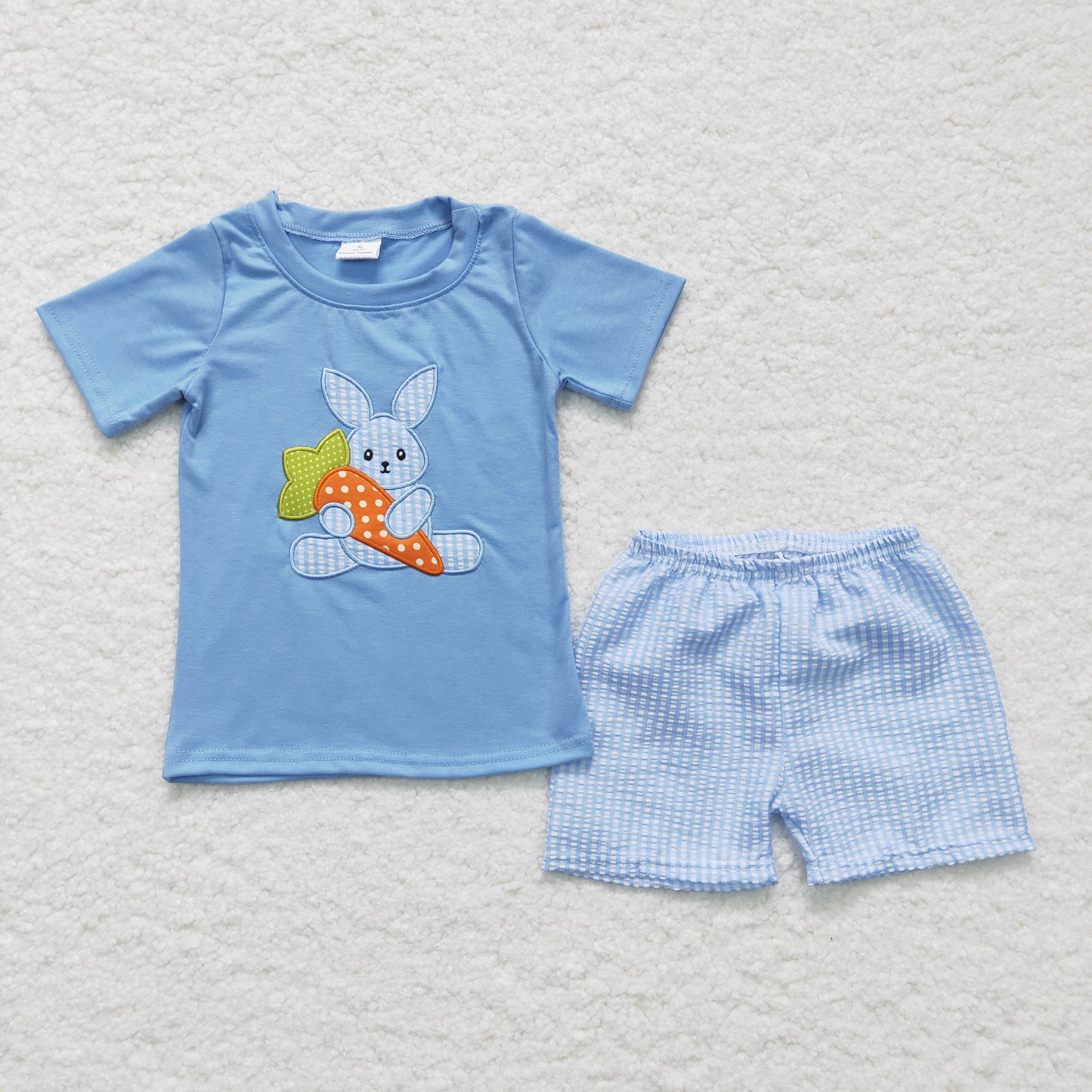 BSSO0087 boys Easter summer short sleeve and short pants rabbit print milk silk