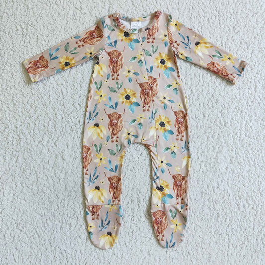 LR0071  baby romper long sleeve long pants baby girls romper milk silk cow print