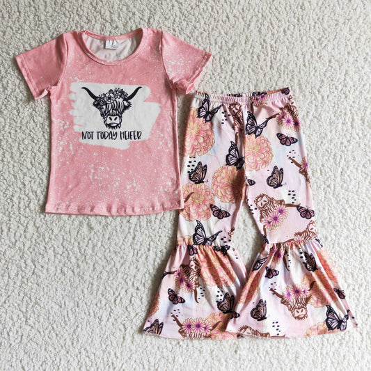 GSPO0082 girls outfit short sleeve and long pants cow print