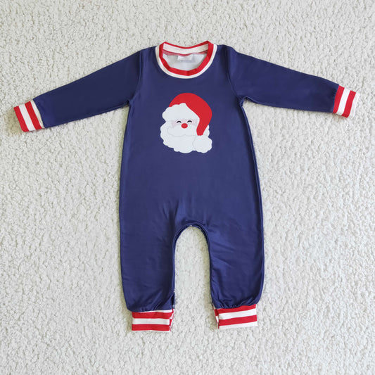 LR0174 baby Christmas romper long sleeve long pants baby girls romper milk silk santa claus print