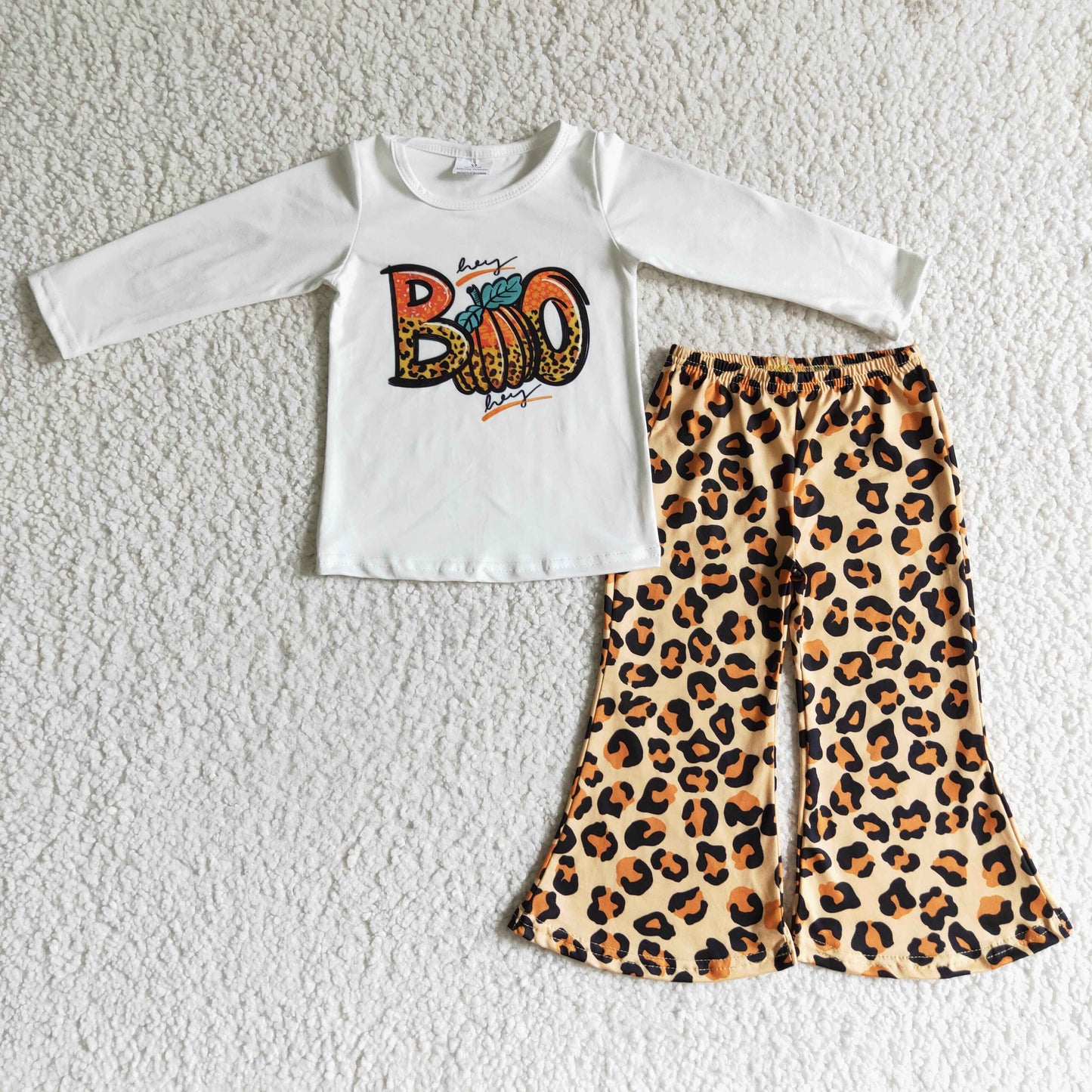 GLP0060 girls halloween outfit long sleeve and long pants pumpkin print