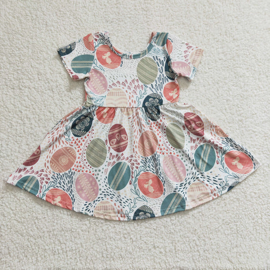 GSD0243 Girls Easter Egg Green Short Sleeve Dress