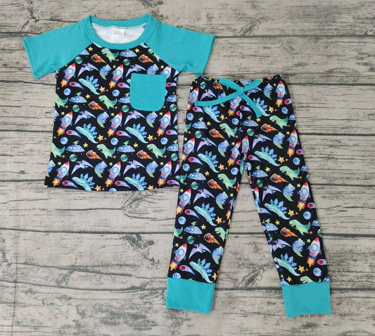 boys clothing cartoon print short sleeve long pants baby clothing milk silk