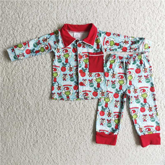 6 C11-17 Boyss outfit Christmas Long Sleeve Long Pants Pajamas