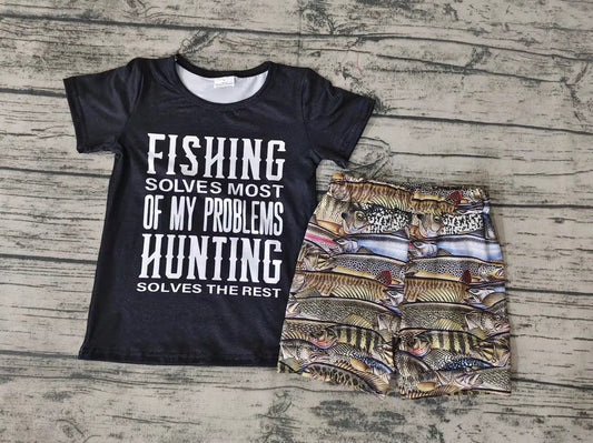 fish black t-shirt with shorts