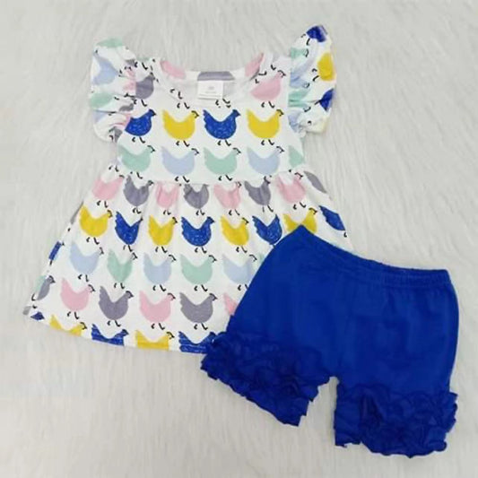 Farm chick blue cotton shorts outfits